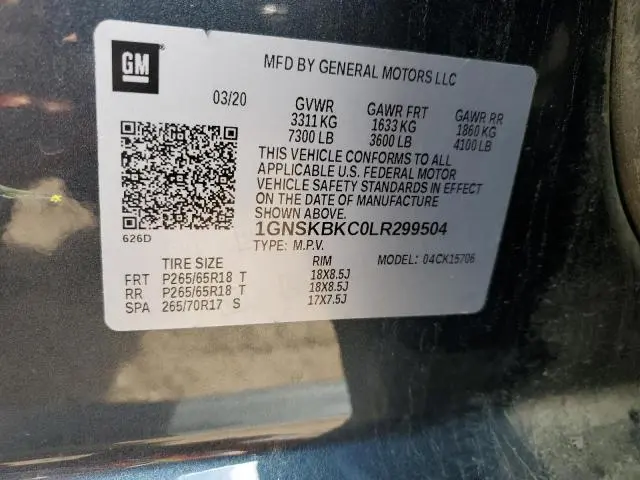 2020 CHEVROLET TAHOE K1500 LT  