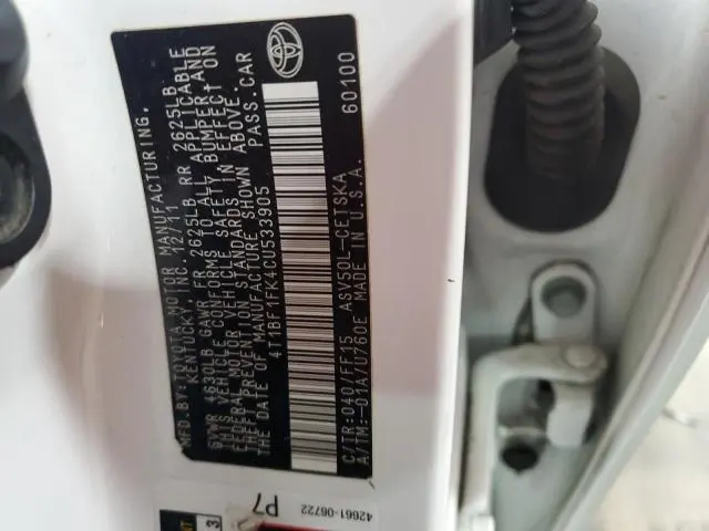 2012 TOYOTA CAMRY BASE  