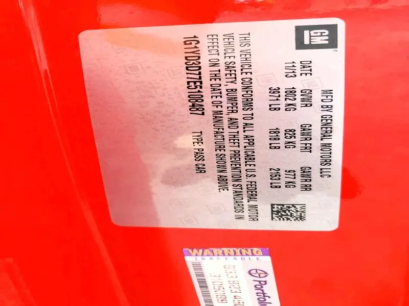 2014 CHEVROLET CORVETTE STINGRAY 2LT  