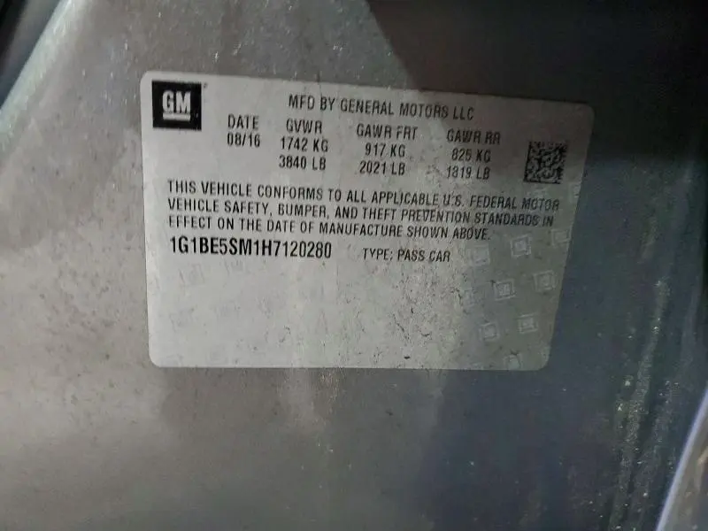 2017 CHEVROLET CRUZE LT  