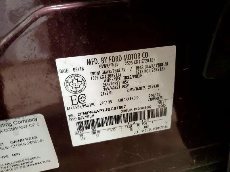 2018 FORD EDGE SPORT  