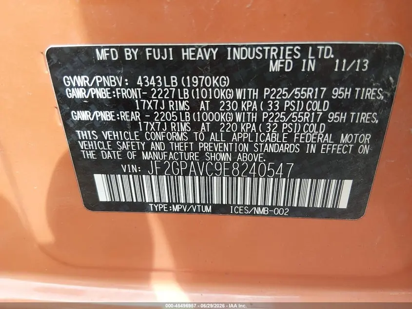 2014 SUBARU XV CROSSTREK 2.0I PREMIUM