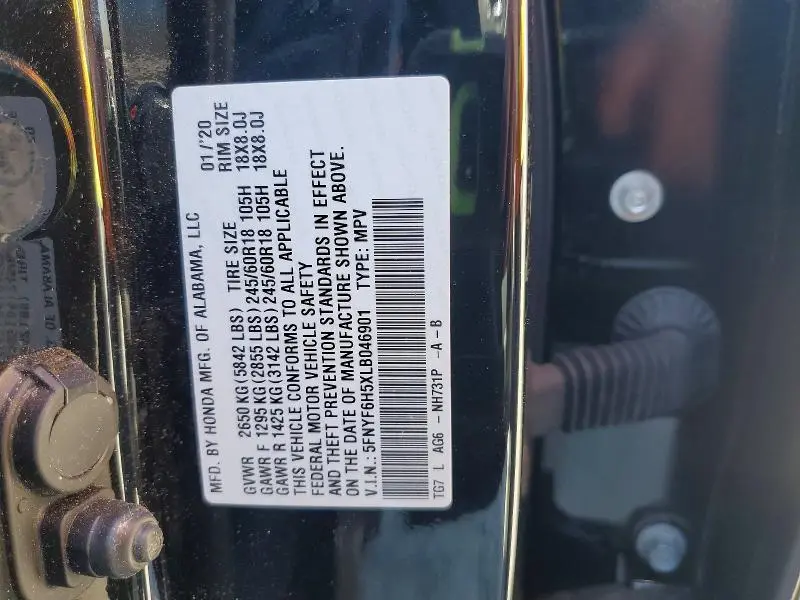 2020 HONDA PILOT EXL  