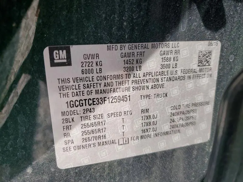 2015 CHEVROLET COLORADO Z71  