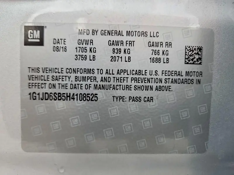 2017 CHEVROLET SONIC LT  