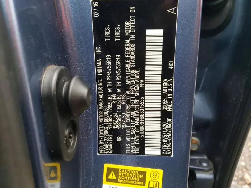 2016 TOYOTA HIGHLANDER LIMITED  