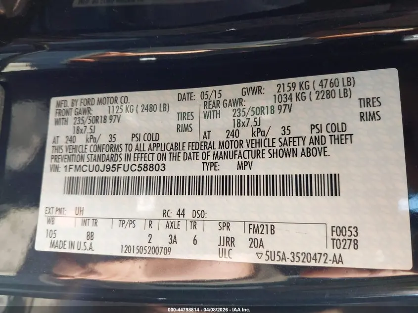 2015 FORD ESCAPE TITANIUM