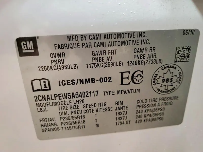 2010 CHEVROLET EQUINOX LT  