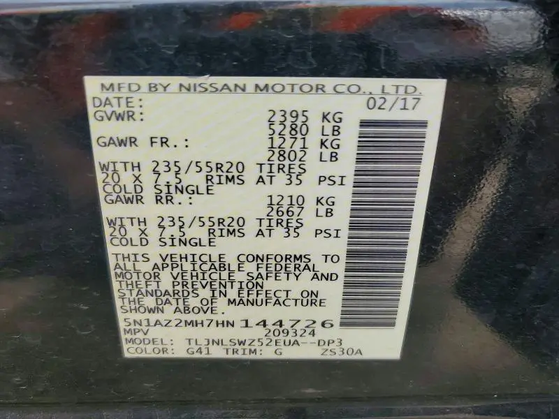 2017 NISSAN MURANO PLATINUM  
