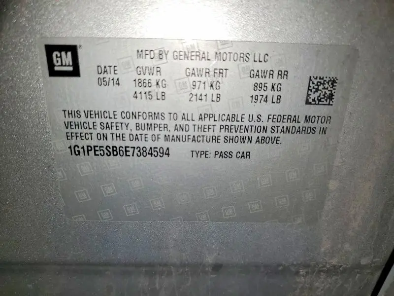 2014 CHEVROLET CRUZE LT  