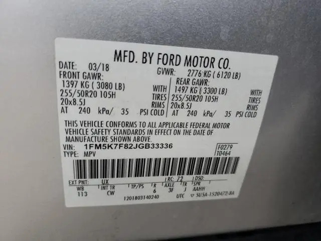 2018 FORD EXPLORER LIMITED  