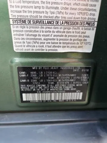 2010 SUBARU OUTBACK 3.6R LIMITED  
