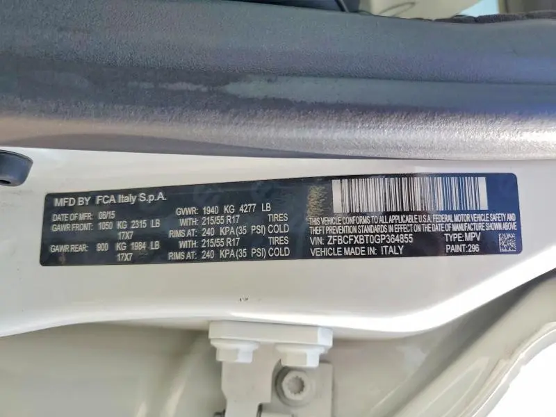 2016 FIAT 500X EASY  