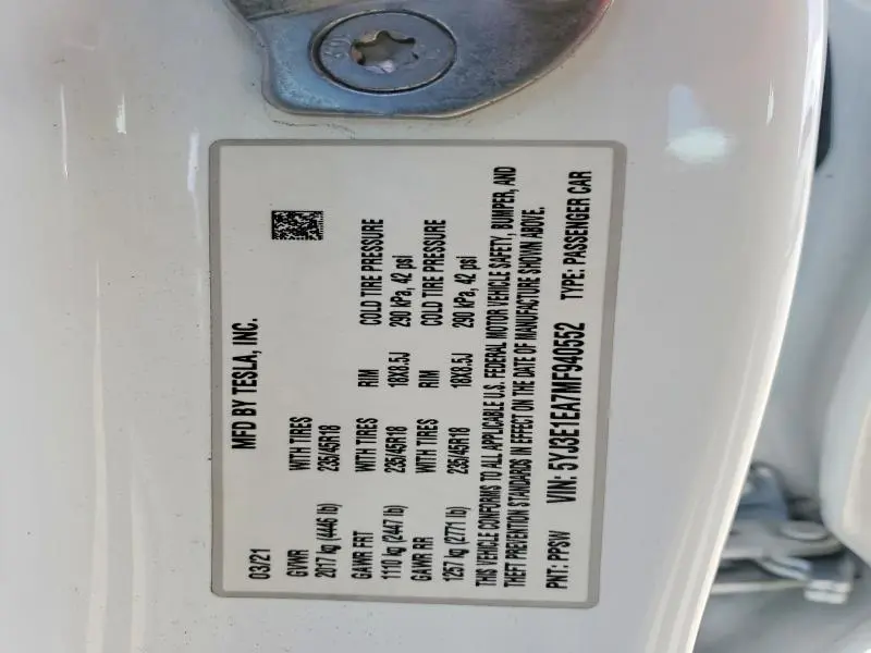 2021 TESLA MODEL 3   
