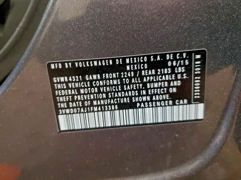 2015 VOLKSWAGEN JETTA SE  