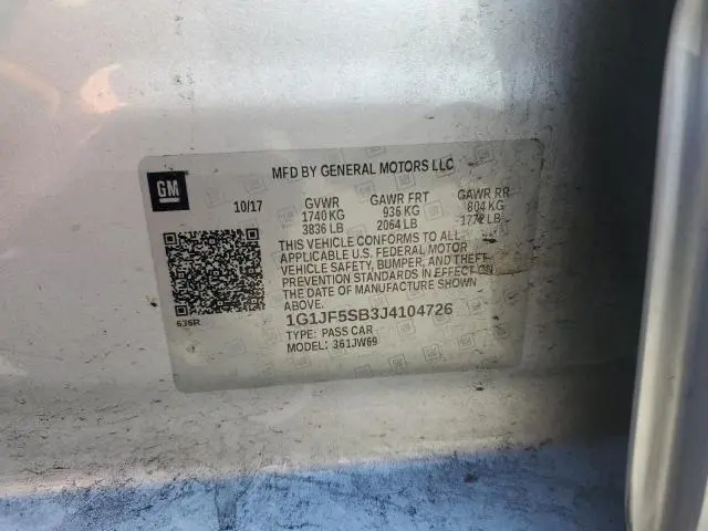 2018 CHEVROLET SONIC PREMIER  