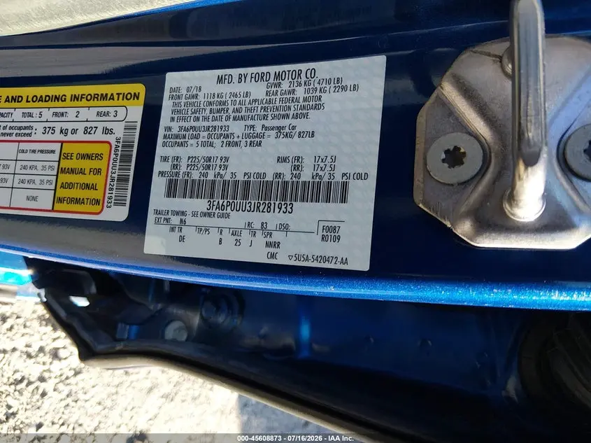 2018 FORD FUSION HYBRID S