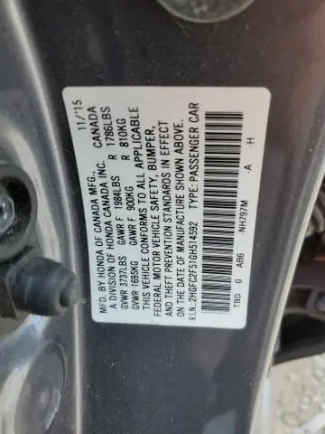 2016 HONDA CIVIC LX  