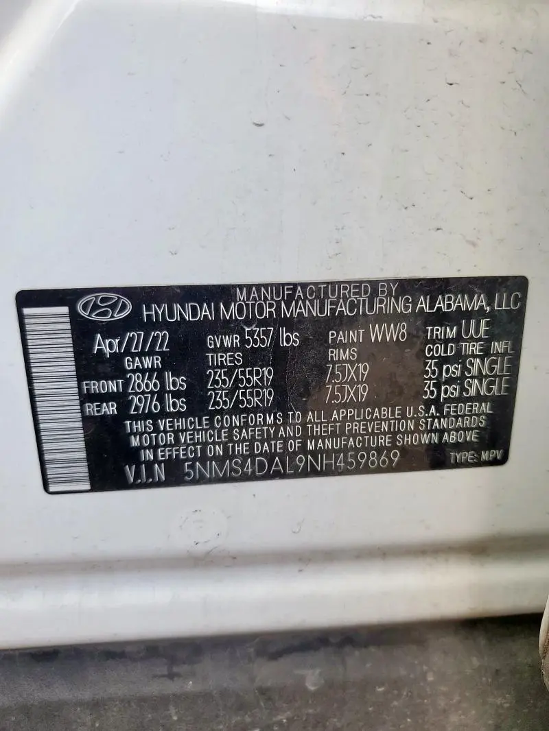 2022 HYUNDAI SANTA FE LIMITED  