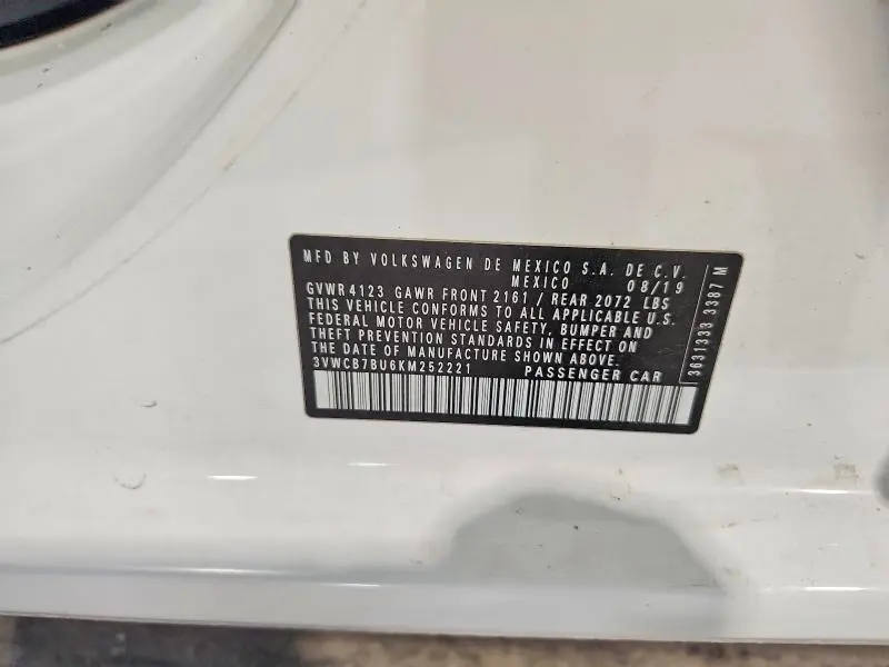 2019 VOLKSWAGEN JETTA S  