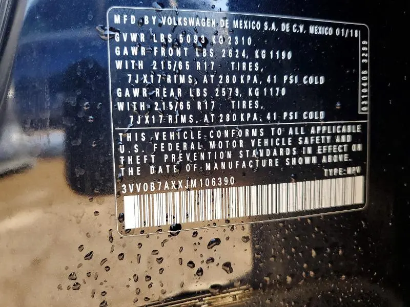 2018 VOLKSWAGEN TIGUAN S  