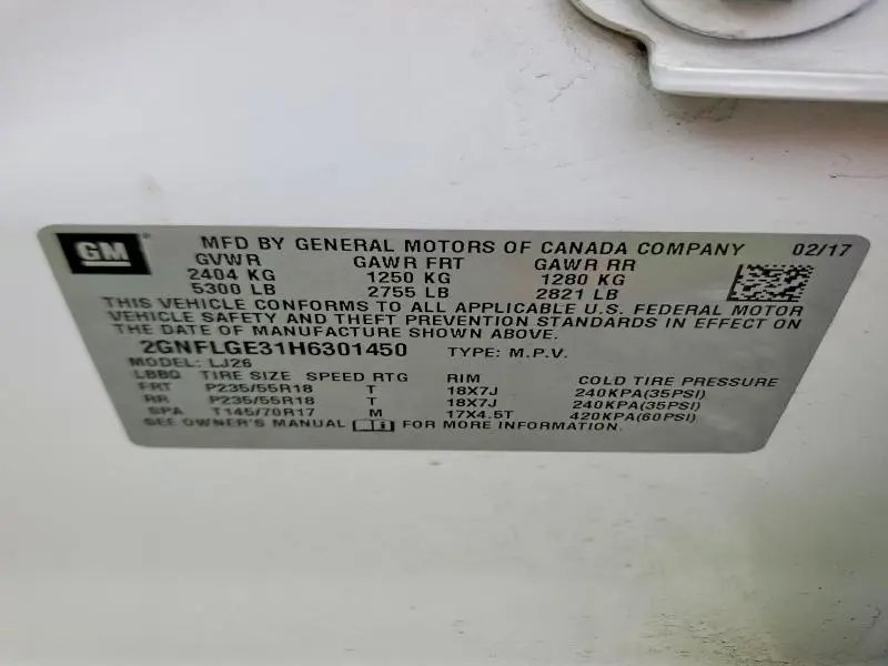 2017 CHEVROLET EQUINOX PREMIER  