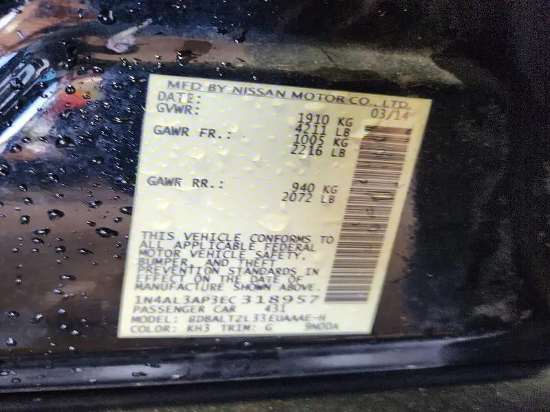 2014 NISSAN ALTIMA 2.5 SV  