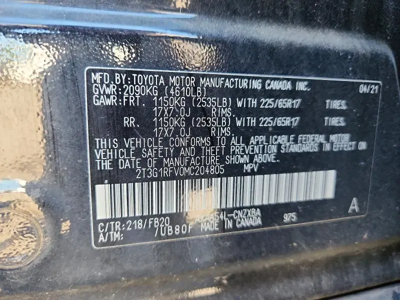 2021 TOYOTA RAV4 LE  