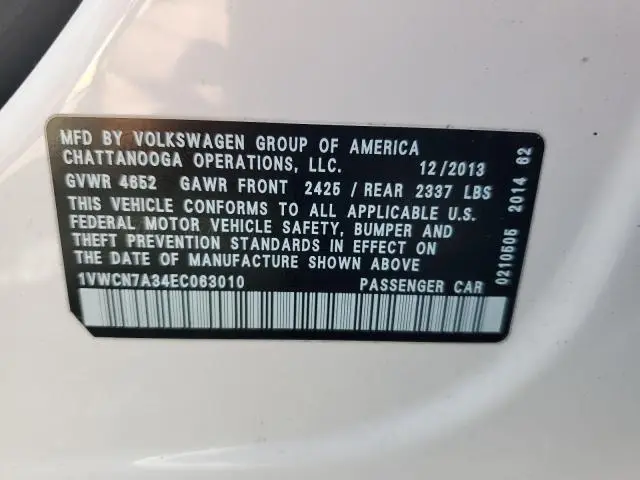 2014 VOLKSWAGEN PASSAT SEL  