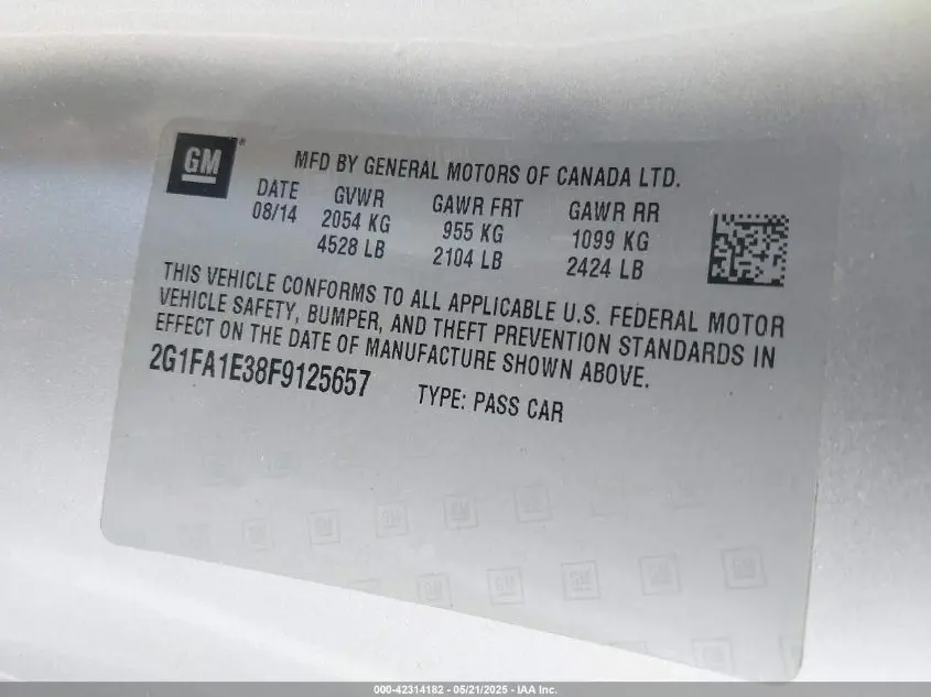 2015 CHEVROLET CAMARO 1LS