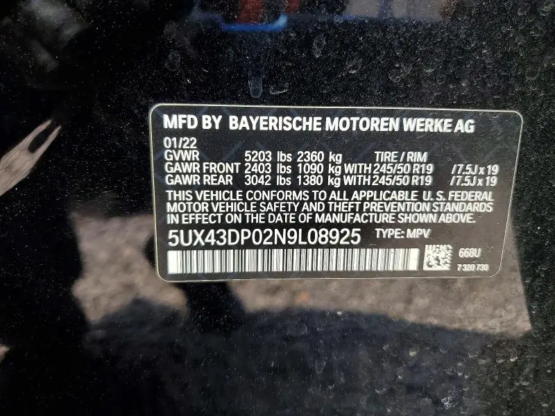 2022 BMW X3 SDRIVE30I  