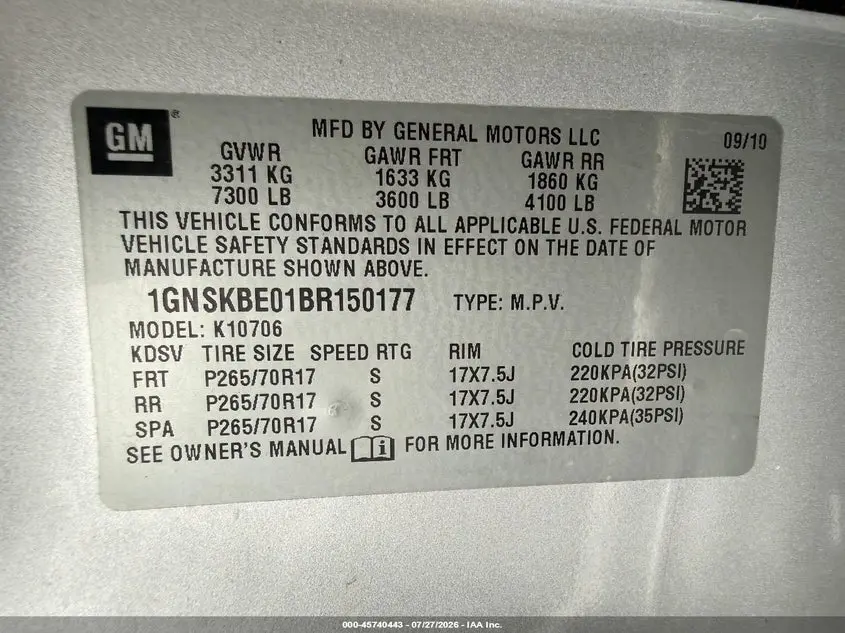 2011 CHEVROLET TAHOE LT