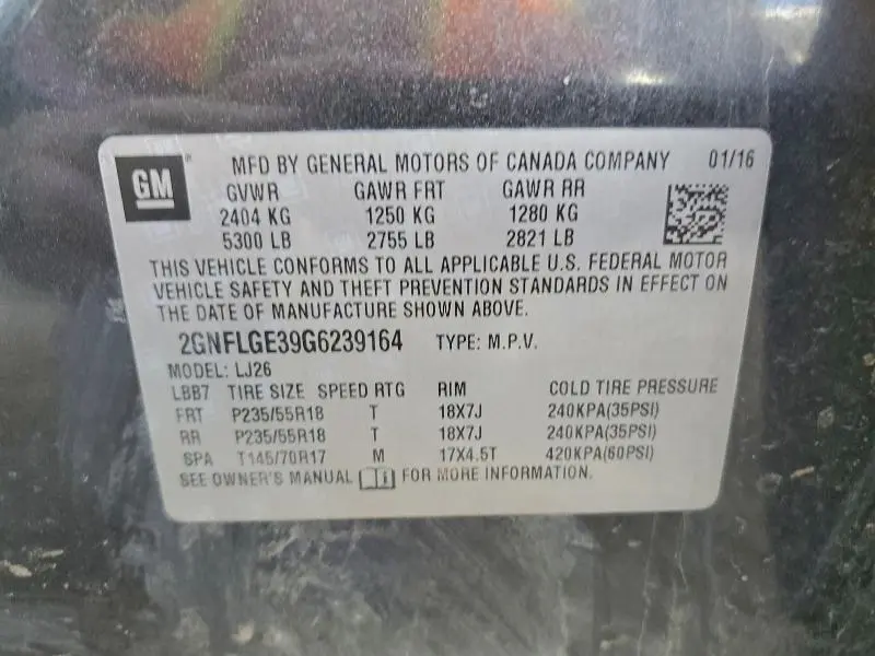 2016 CHEVROLET EQUINOX LTZ  