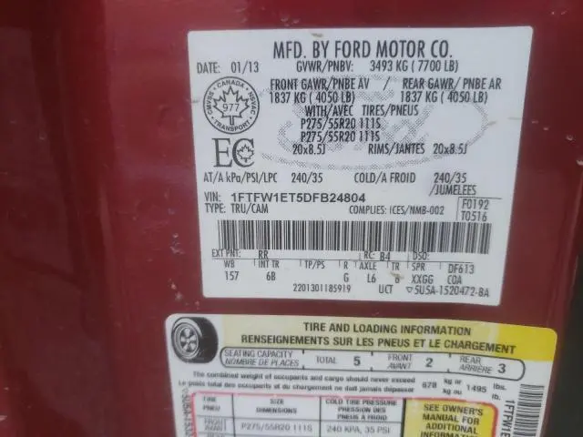 2013 FORD F150 SUPERCREW  