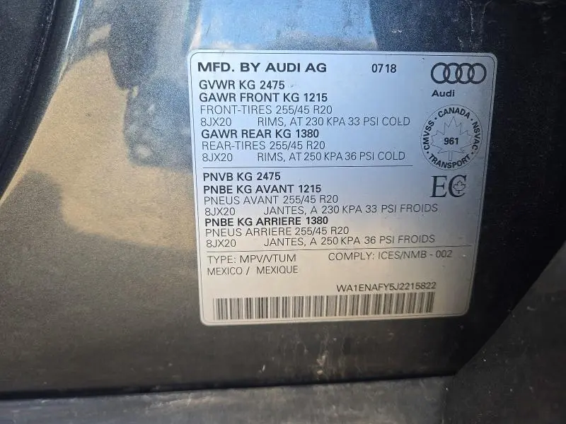 2018 AUDI Q5 PROGRESSIV S-LINE  