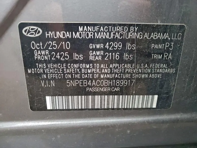 2011 HYUNDAI SONATA GLS  