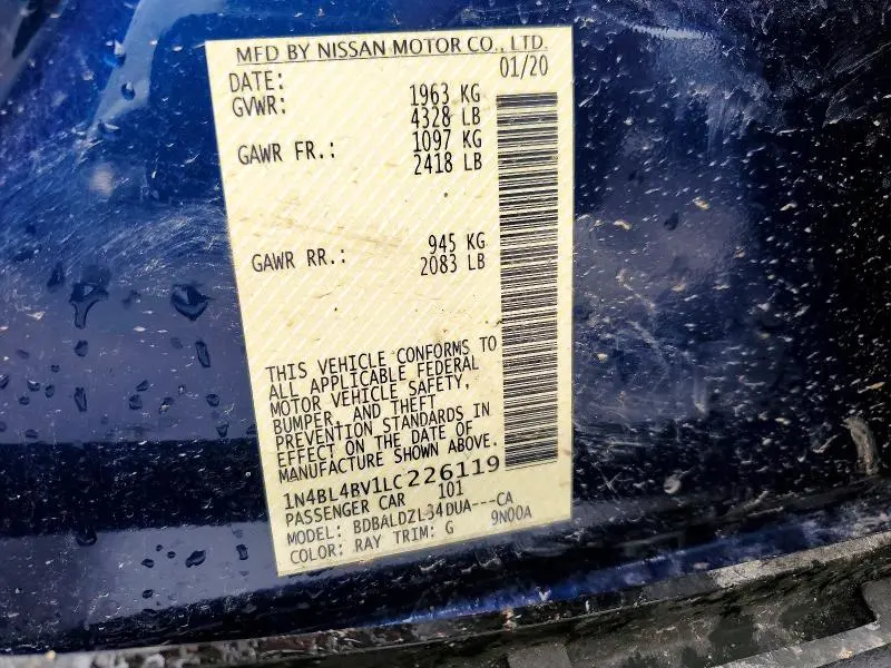 2020 NISSAN ALTIMA S  