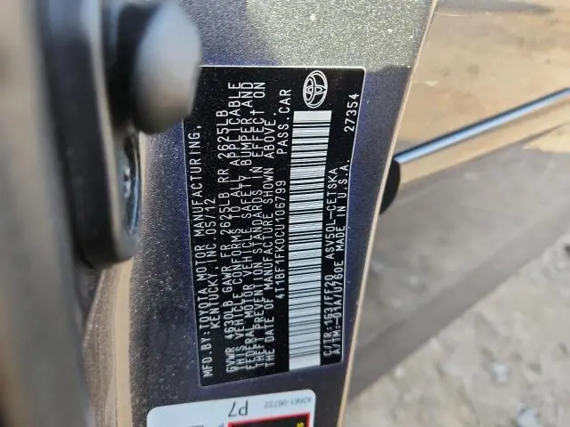 2012 TOYOTA CAMRY BASE  