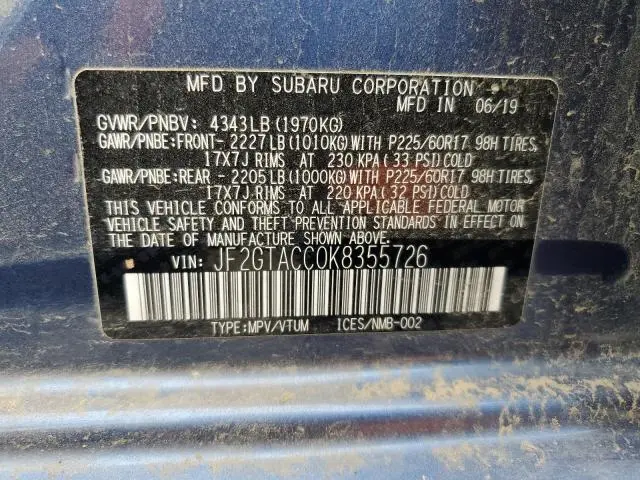 2019 SUBARU CROSSTREK PREMIUM  