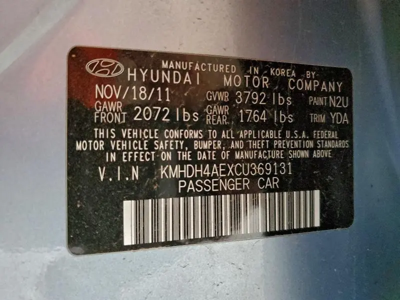 2012 HYUNDAI ELANTRA GLS  