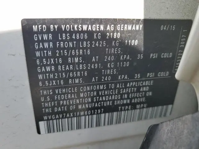 2015 VOLKSWAGEN TIGUAN S  