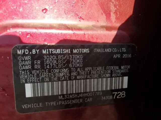 2017 MITSUBISHI MIRAGE GT  