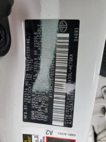 2011 TOYOTA AVALON BASE  