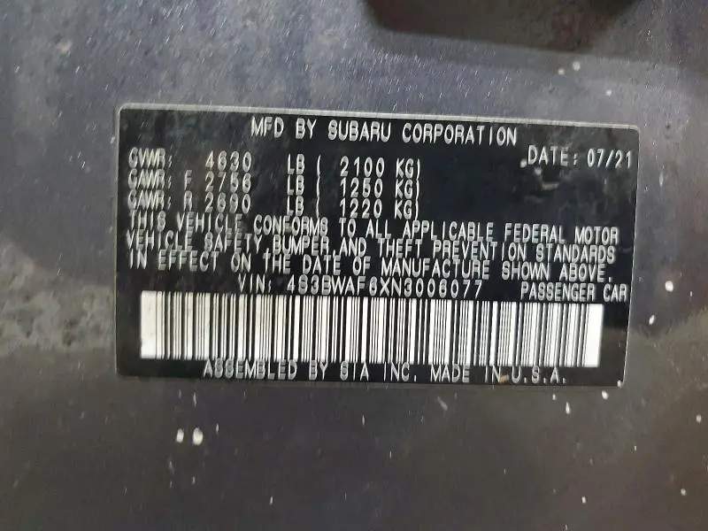 2022 SUBARU LEGACY PREMIUM  