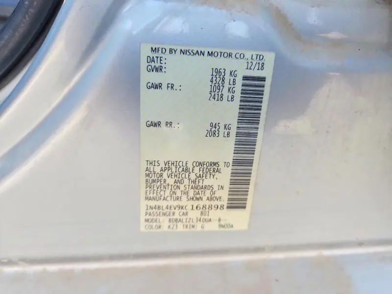 2019 NISSAN ALTIMA SL  
