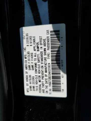 2017 HONDA ACCORD TOURING  