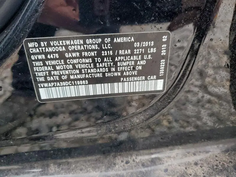 2013 VOLKSWAGEN PASSAT S  