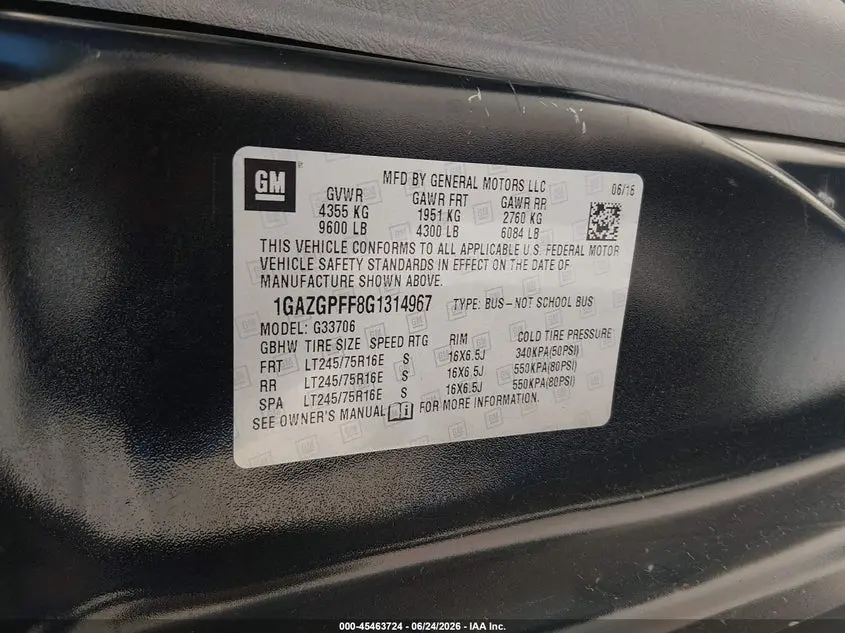 2016 CHEVROLET EXPRESS 3500 LT