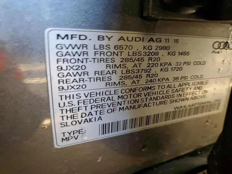 2017 AUDI Q7 PREMIUM PLUS  