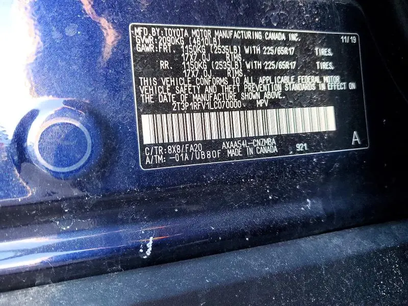 2020 TOYOTA RAV4 XLE  